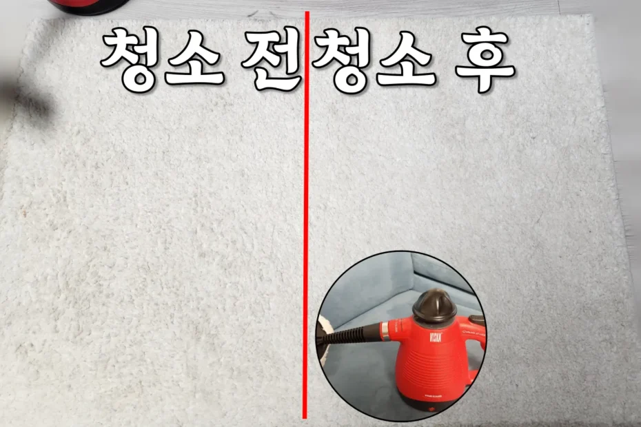 핸디스팀청소기-러그-청소-전-후